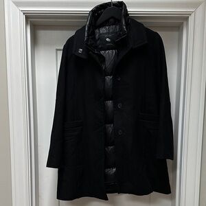 Zara wool blend pea coat with removable goose down vest size medium